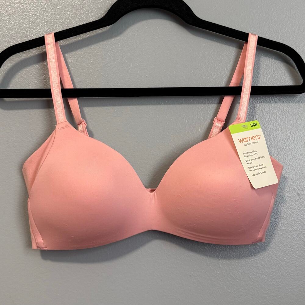 Warners Pink Seamless Full Coverage T-Shirt Wireless Bra NEW 34B